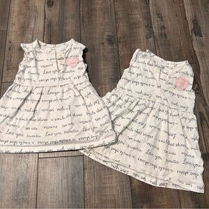 TWINS‎ Carters Toddler Girl Fit & Flare Dress White With Letters And Heart
